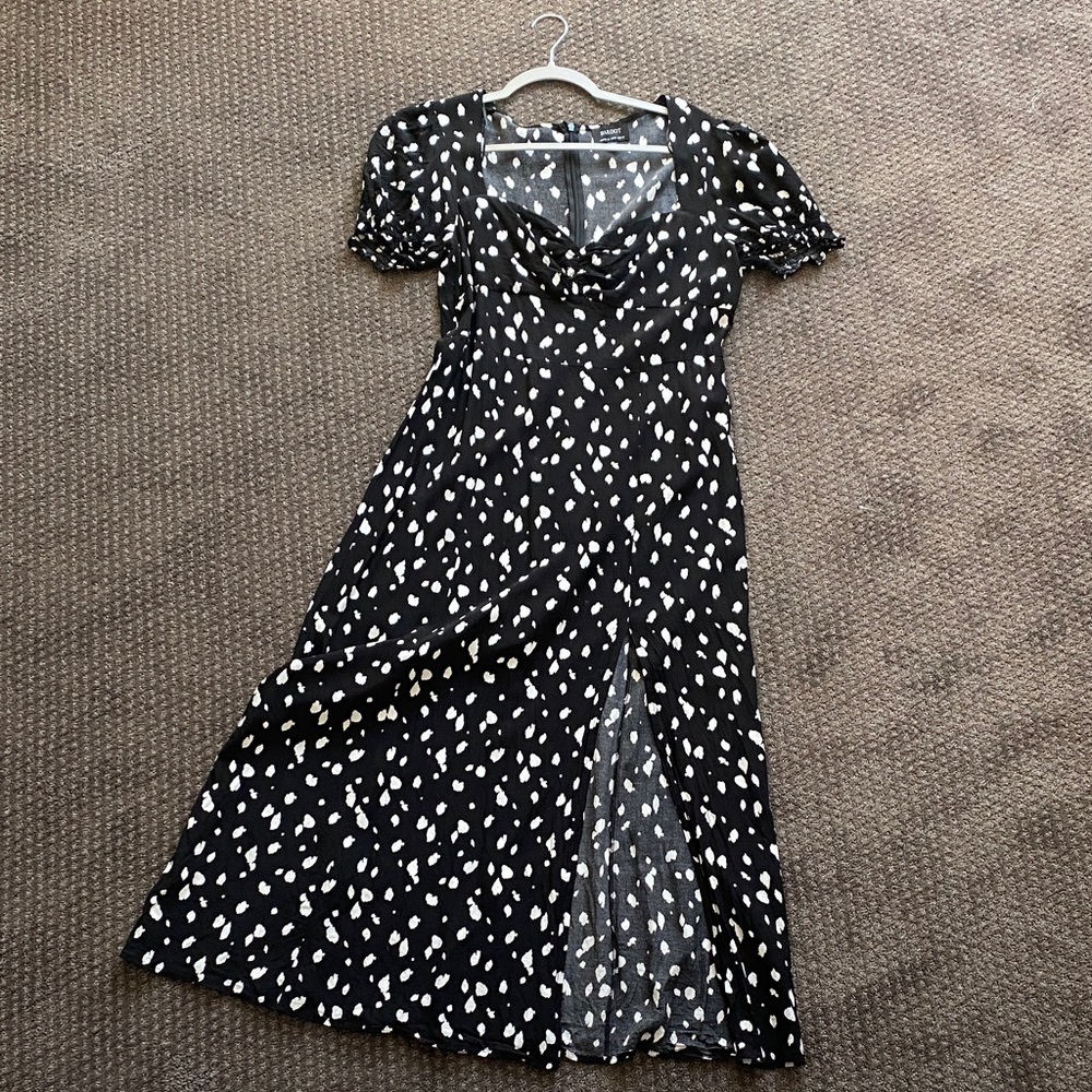 Bardot Black and White Patterned Midi Dress